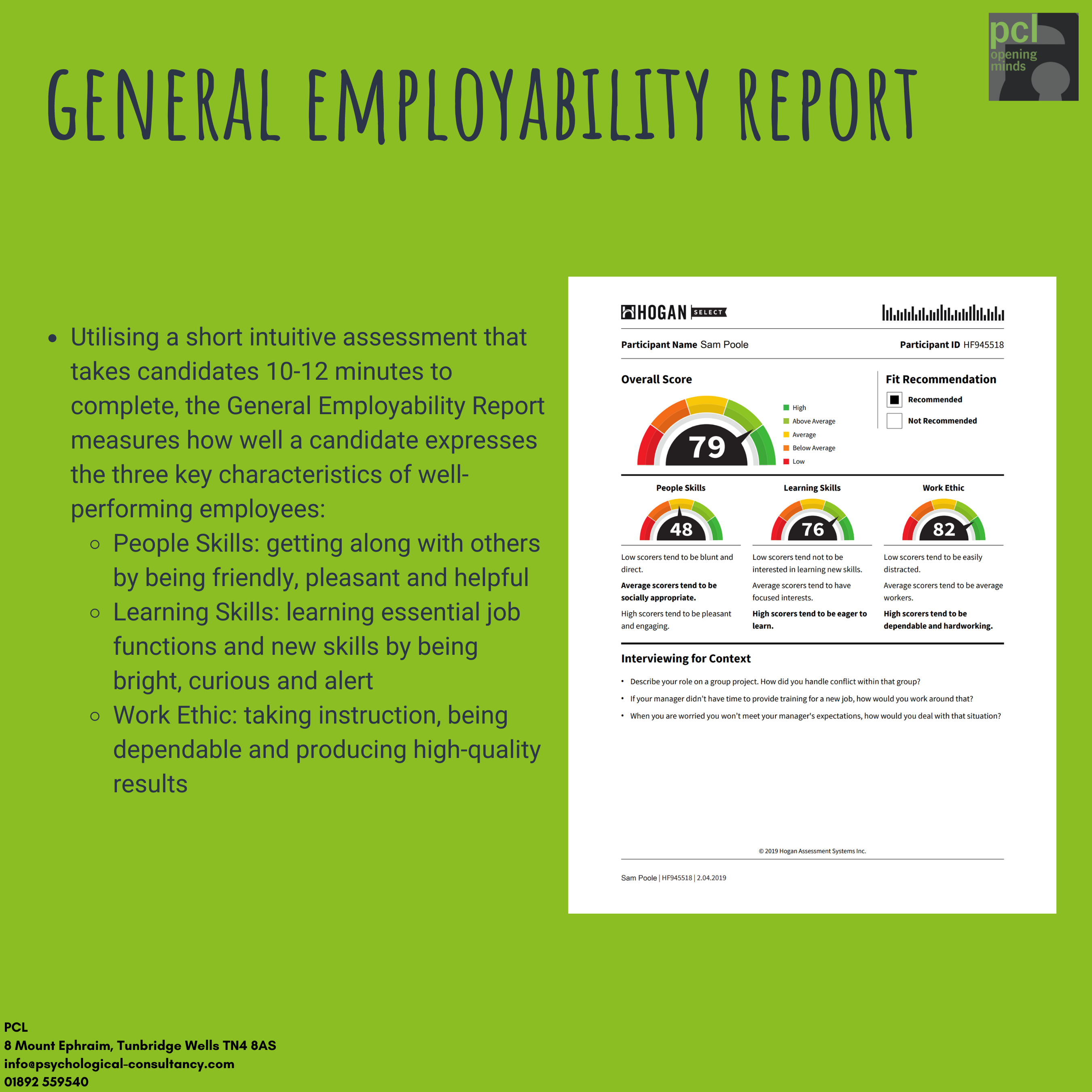 Hogan General Employability Sample Report