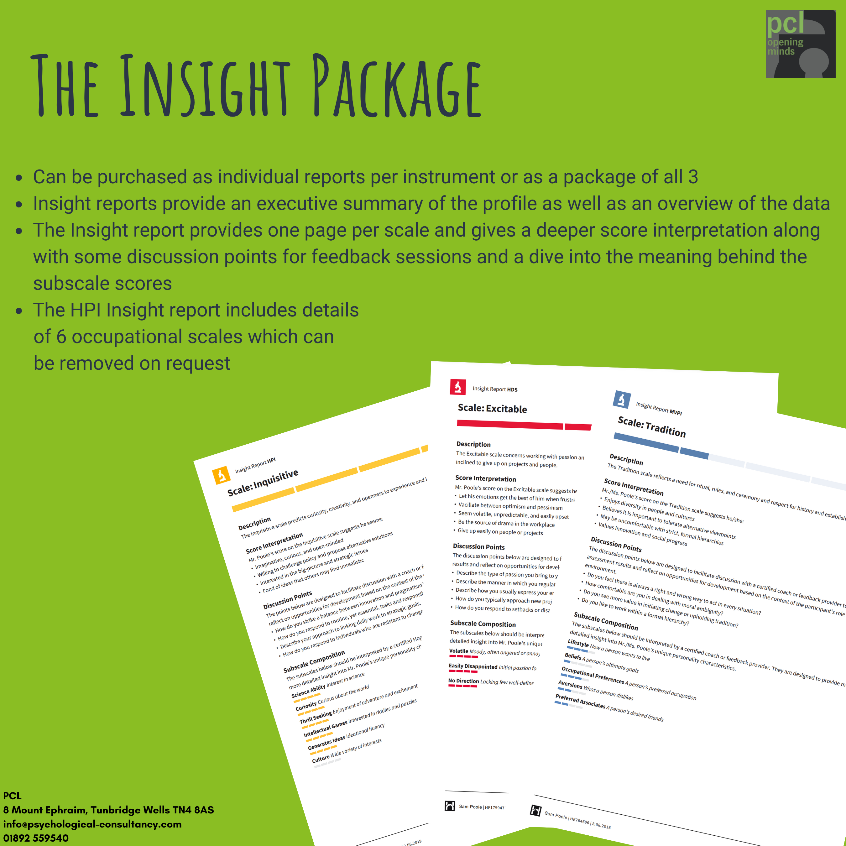 Hogan Insight Package Sample Report